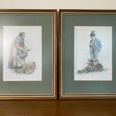 Paul Geissler, German/American (1881 - 1965) Hand Colored Vintage Etchings/Prints 
