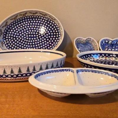 Heart Shaped & other Polish Pottery 
