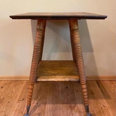 Antique Parlor Table Claw on Glass Ball 