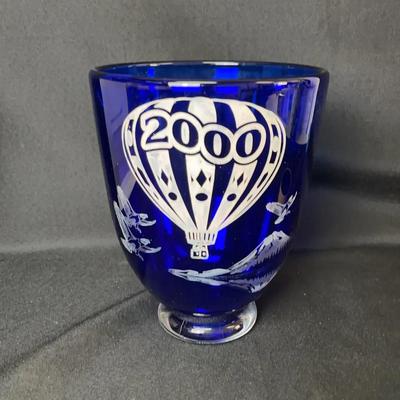 Colbalt Blue Vase "2000" Signed by the Artist 