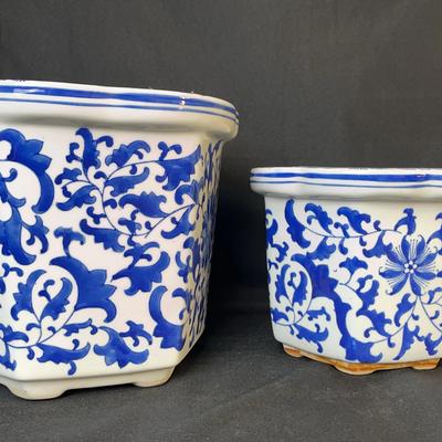 Blue and White Planters