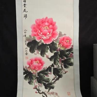 Chinese Scroll-Peonies 
