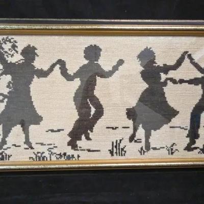 Cross-stitch Children Dancing Black & White