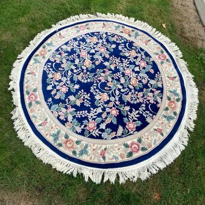 Round Floral Rug 6 Feet ++