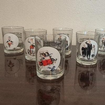Vintage Norman Rockwell Glass Tumblers Set of 8