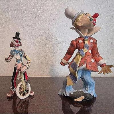 Vintage Ceramic Clown with Top Hat and Unicycle & Comoy's of London Clown Figurine 