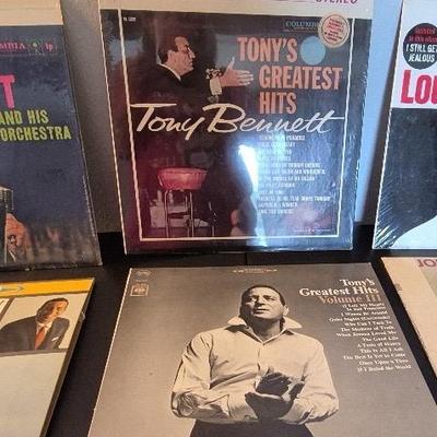 Record Albums- Tony Bennett(4)  Louis Armstrong, Johnny Mathis 