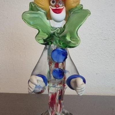 Vintage MCM 1950's Murano Colorful Blown Glass Clown