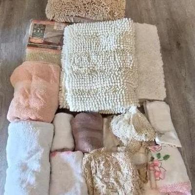 Bed & Bath Mystery Lot: Towels, Rugs, Doillies, & More 