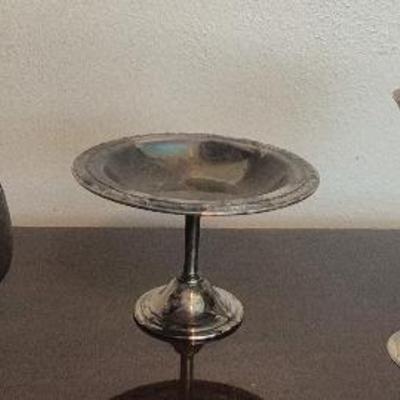 Silver Plated Pedestal Compote Dish and Silver Plated Goblets
