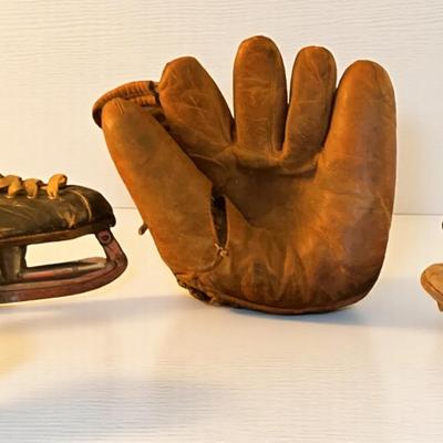 Vintage Ice Hockey Shoes, Vintage Baseball Glove, Vintage Baseball Cleats