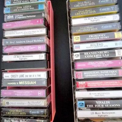 Assorted Classical And Religious Cassetes In Plastic Cases 