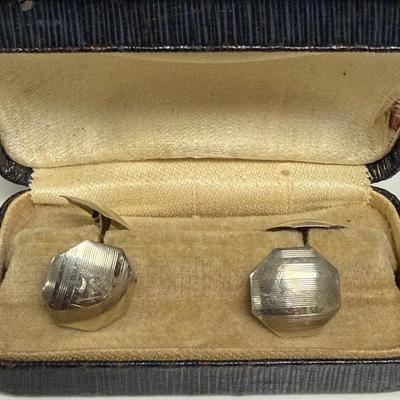 ANTIQUE 14KT WHITE GOLD CUFFLINKS