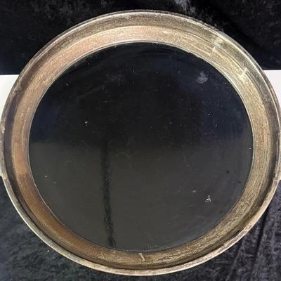 vintage Gorham Sterling Silver and Black Laminate Cocktail Bar Trivet Tray