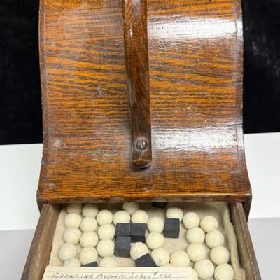 Antique Oak Ballot Box w/Marbles