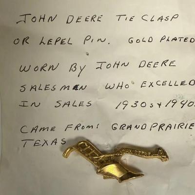 Vintage John Deere plow-shaped lapel pin or brooch
