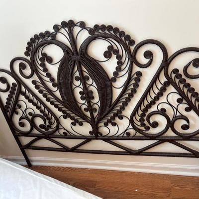 Sale Photo Thumbnail #28: $200 1970s wicker queen headboard; 60 inches wide. 47.5” high.