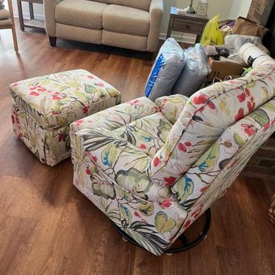 Sale Photo Thumbnail #11: $350 Haverty's swivel rocker recliner and rocker ottoman- LIKE NEW- The chair measures approximately 34 inches deep by 24 inches wide by 36 inches high and the ottoman measures approximately 24 inches wide by 20 inches deep by 16 inches high 