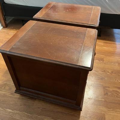 Sale Photo Thumbnail #34: $100 Pair of Hammary by La-Z-Boy wood nightstands/end tables; 20 inches wide by 26 inches deep by 23 inches high each