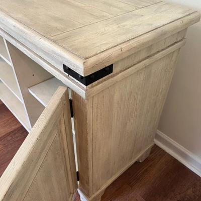 Sale Photo Thumbnail #16: $150 Modern driftwood-colored console media cabinet; 32.25” high x 66” wide x 19” deep 
