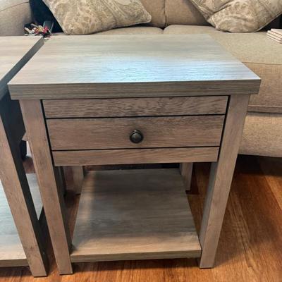 Sale Photo Thumbnail #18: $100 Pair of like new driftwood finish Hillsdale nightstands/end tables; 18 1/2 inches wide by 15 3/4 inch deep by 23 inches high