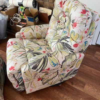 Sale Photo Thumbnail #12: $350 Haverty's swivel rocker recliner and rocker ottoman- LIKE NEW- The chair measures approximately 34 inches deep by 24 inches wide by 36 inches high and the ottoman measures approximately 24 inches wide by 20 inches deep by 16 inches high 