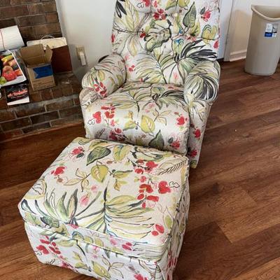 Sale Photo Thumbnail #9: $350 Haverty's swivel rocker recliner and rocker ottoman- LIKE NEW- The chair measures approximately 34 inches deep by 24 inches wide by 36 inches high and the ottoman measures approximately 24 inches wide by 20 inches deep by 16 inches high 