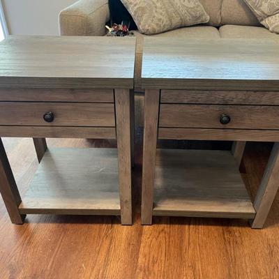 Sale Photo Thumbnail #17: $100 Pair of like new driftwood finish Hillsdale nightstands/end tables; 18 1/2 inches wide by 15 3/4 inch deep by 23 inches high