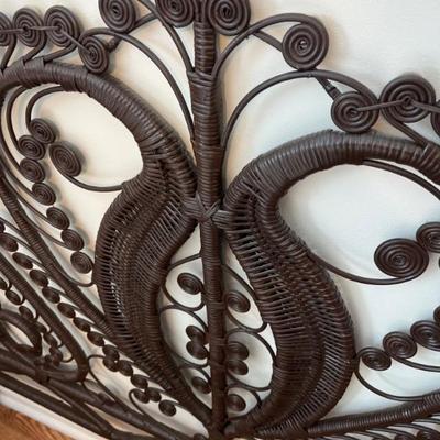Sale Photo Thumbnail #30: $200 1970s wicker queen headboard; 60 inches wide. 47.5” high.
