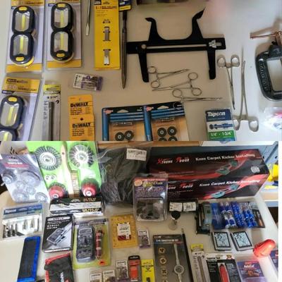 NEW Knee Carpet Kicker & Pads, Electrical, Plumbing Items And More.