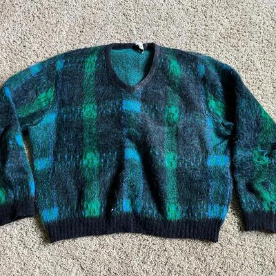 Vintage Mohair Shadow Plaid Sweater 
