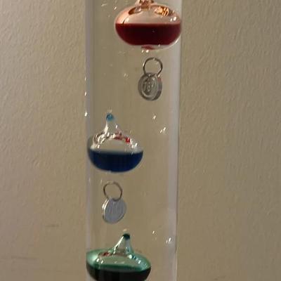 18 inch Glass Thermometer with 5 Multi Colored Spheres in Fahrenheit and with Silver Tag