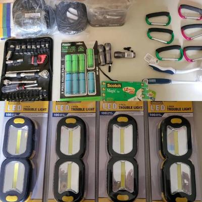 Collection of New House Hold Items Flashlights,  Tool Set, & More