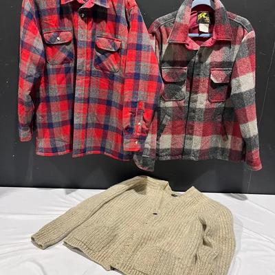 Gaeltarra Ireland 100% Wool Sweater & Northwest Territory, Sears Flannel Jackets