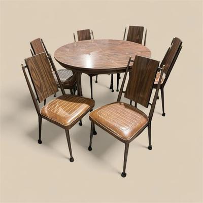 MCM Chromcraft ‘69 Dining Set With Wood-Look Laminate Table & Chairs 