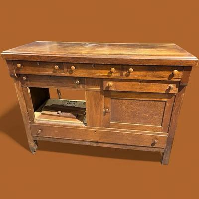 Vintage Antique Buffet With Mirror