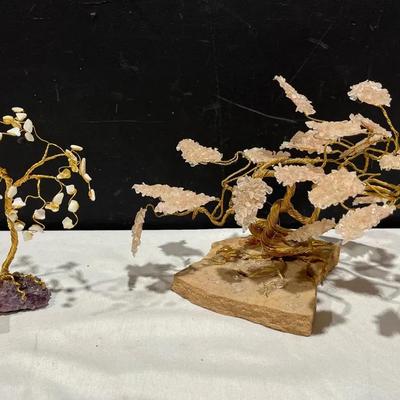 Gemstone Bonzai Twisted Tree And Mother Of Pearl Birthstone Tree