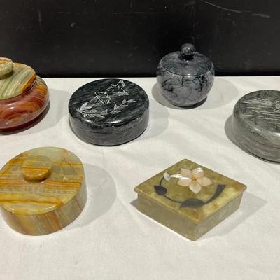 Vintage Handcarved Soapstone & Onyx Boxes Plus More