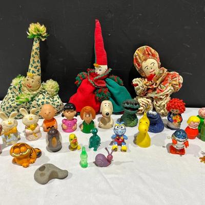 Vintage Clown Handmade Cloth Dolls, Peanuts, Sesame Street + Toys