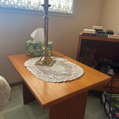 Teak side table (top view) 