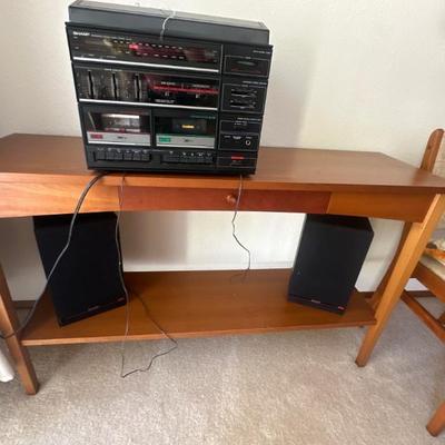 Teak sofa table & stereo system