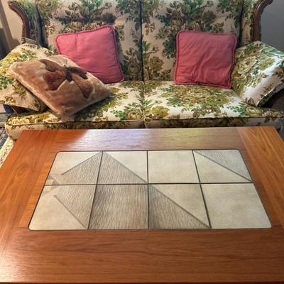 Teak coffee table with marble top