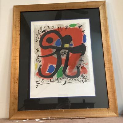 Sale Photo Thumbnail #54: Wall art lizards with gold feathers austria by joan miro artist proof