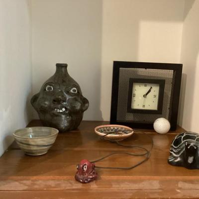 Sale Photo Thumbnail #222: Small bowls clock, octopus tea pet, turtle paperweigh