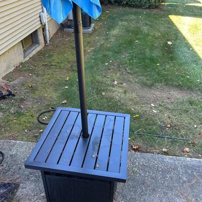Blue Patio Umbrella with Table Base