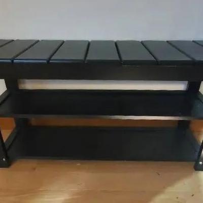 Black Two Shelf Bench