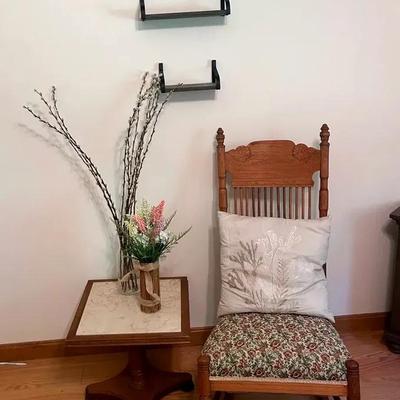 Rocking Chair,  Side Table and Wall Shelves 