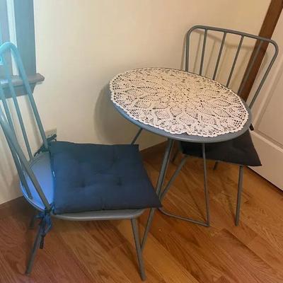 Gray Metal Bistro Table Set