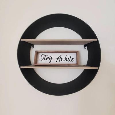 Metal Wall Shelf and Sign