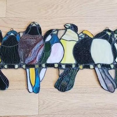 Perched Birds Stained Glass Wall Hanging